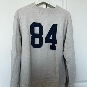 Brandy Melville Light Gray Sweatshirt with Dark Blue Number